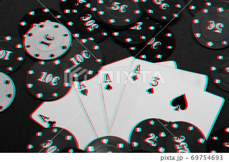 four of a kind aces poker gaming chips. Winning combination of cards on the table in casino 69754693