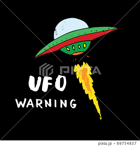 Cute Ufo Cartoon Hand Drawn Aliens Spaceship のイラスト素材