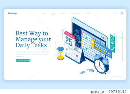 Vector banner of daily tasks managementのイラスト素材 [69756132] - PIXTA