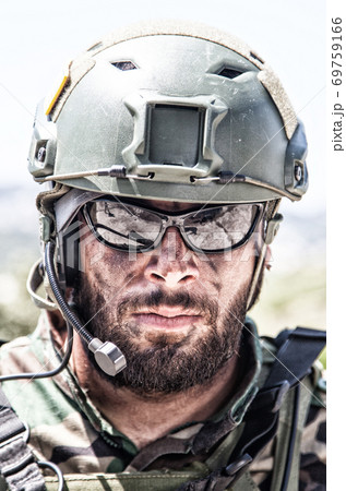 Army soldier, modern combatant shoulder portrait Army soldier, modern combatant shoulder portrait 69759166