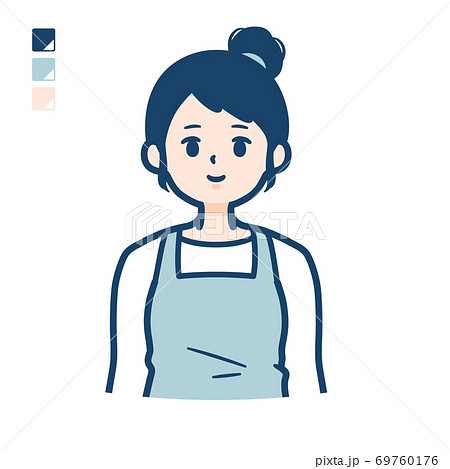 simple apron woman_upper-body simple apron woman_upper-body 69760176