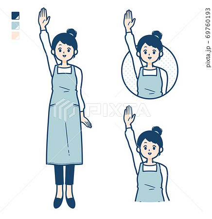 simple apron woman_raise-hand simple apron woman_raise-hand 69760193