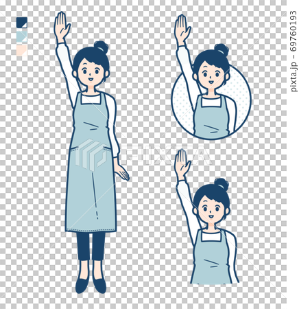 simple apron woman_raise-hand simple apron woman_raise-hand 69760193