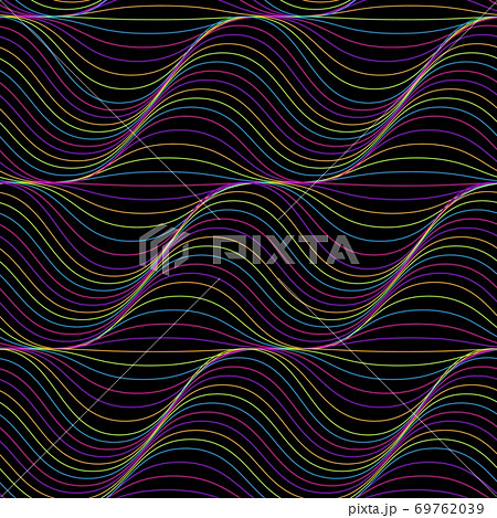 Abstract seamless pattern. Background with thin waves of bright neon color Abstract seamless pattern. Background with thin waves of bright neon color 69762039