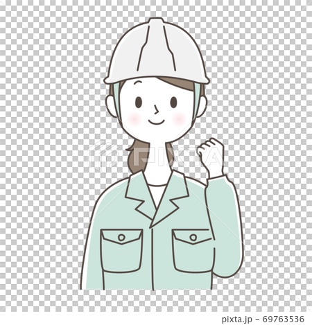 作業服の女性 ガッツポーズ 69763536