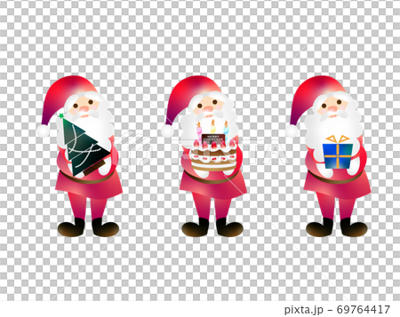 可愛いサンタの贈り物3種類 バリエーションありますのイラスト素材