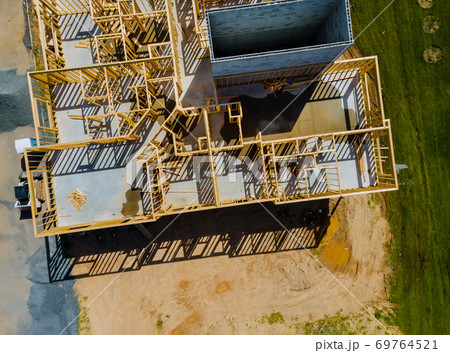 Framing beam of new house under construction home framing 69764521