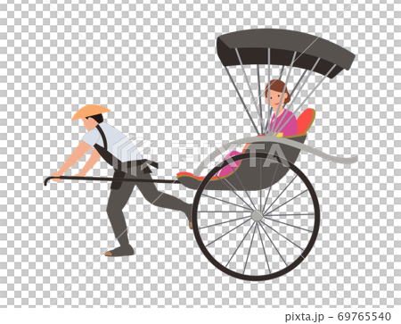 人力車で観光のイラスト素材