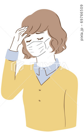 マスクをした病気の女性イラスト 69766509