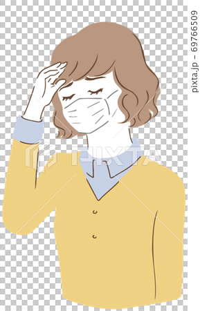 マスクをした病気の女性イラスト 69766509
