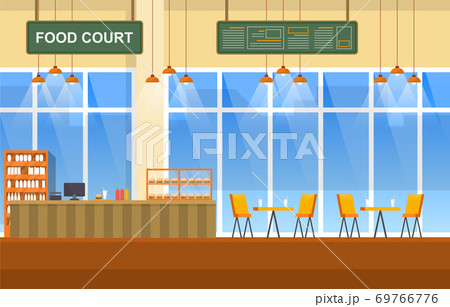 Food Court Indoor Interior Empty Restaurant Cafeteria Illustration 69766776