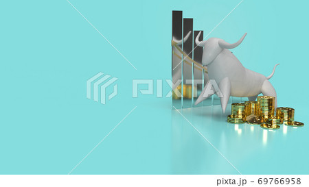 white stone bull on blue background for business content 3d rendering. 69766958