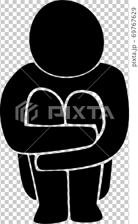 膝を抱える人 正面のイラスト素材