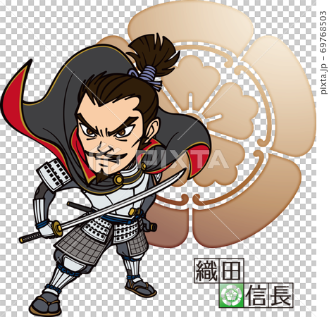 Nobunaga Oda wearing armor and holding a sword [3 heads, light color, family crest] 69768503