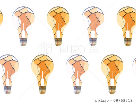 Seamless pattern of 3d bulbs cut from paper on white background. Seamless pattern of 3d bulbs cut from paper on white background. 69768518