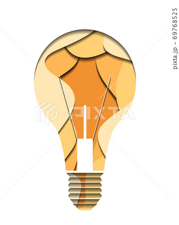 3d Illustration of a light bulb cut from paper. 3d Illustration of a light bulb cut from paper. 69768525