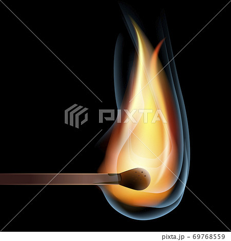 Realistic burning match. Open flame. Light in the darkness. Vector Illustration, EPS10. Realistic burning match. Open flame. Light in the darkness. Vector Illustration, EPS10. 69768559
