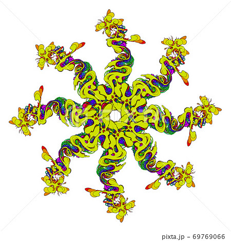 サイケデリックで曼荼羅的なシンボルイラスト 69769066