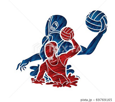 Group of water polo players  action cartoon graphic vector 69769165