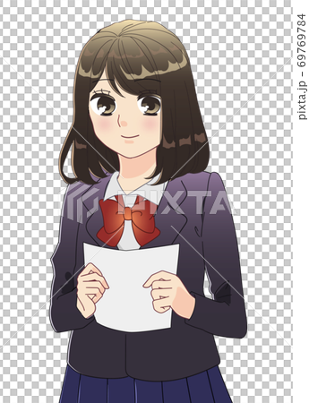 對檢查結果感到放心的高中女生 對檢查結果感到放心的高中女生 69769784