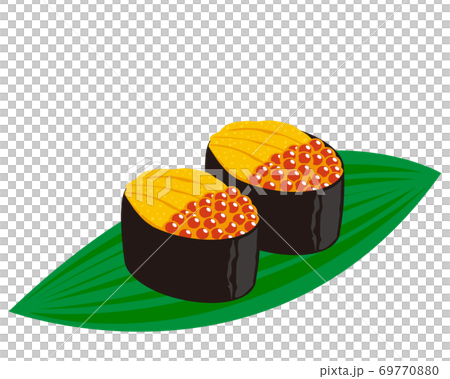 イクラと雲丹の軍艦巻きのベクターイラスト 握り寿司のイラスト素材
