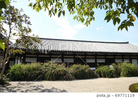 サルスベリとハギの花が咲く元興寺 禅室 サルスベリとハギの花が咲く元興寺 禅室 69771119