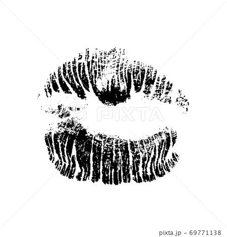 Lips track print. Stamp of mouth isolated on...のイラスト素材 [69771138] - PIXTA