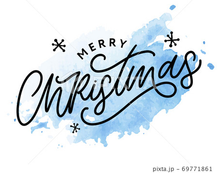Merry christmas 2021 Beautiful greeting card poster with calligraphy black text word. Hand drawn design elements. Handwritten modern brush lettering white background isolated vector 69771861