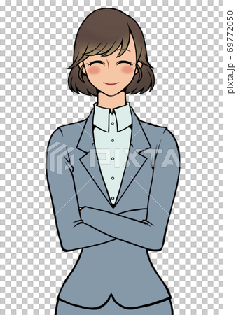 穿著西服的女人與她的雙臂笑臉 穿著西服的女人與她的雙臂笑臉 69772050