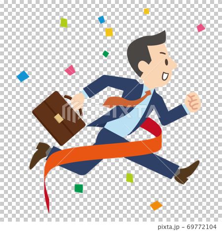 A businessman who cuts a goal tape 69772104