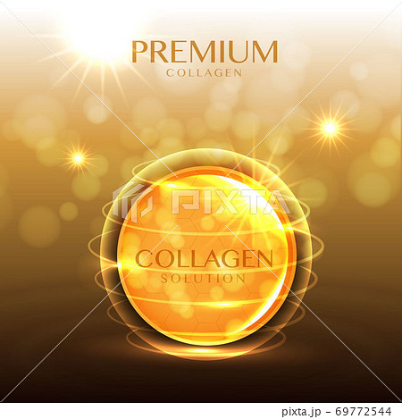Collagen serum and vitamin, hyaluronic acid skin solutions with cosmetic advertising background ready to use. Illustration vector design. 69772544