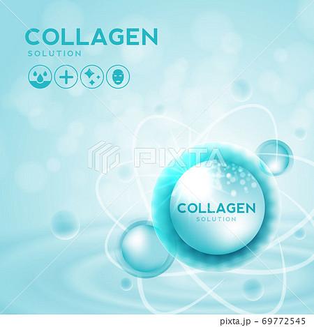 Collagen serum and vitamin, hyaluronic acid skin solutions with cosmetic advertising background ready to use. Illustration vector design. Collagen serum and vitamin, hyaluronic acid skin solutions with cosmetic advertising background ready to use. Illustration vector design. 69772545