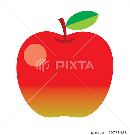1つのシンプルな赤いリンゴのイラスト素材