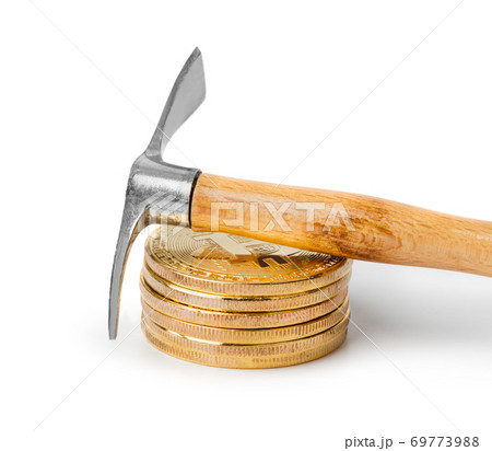 Pickaxe and bitcoins 69773988