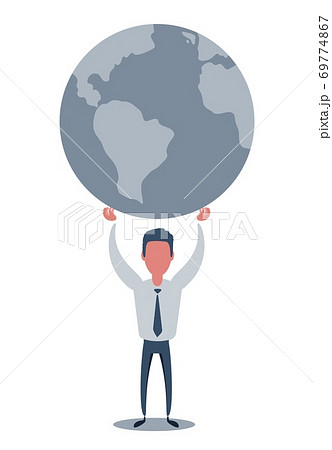 a man that hold in his hands the whole world globe 69774867
