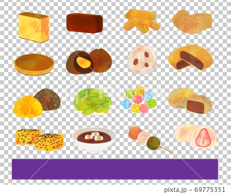 和食イラスト素材セット　／　水彩風 69775351