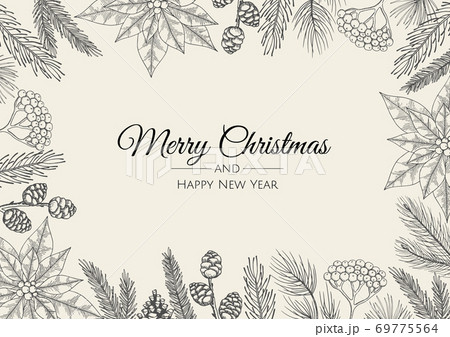 Merry Christmas greeting card with new years tree. Vector holiday illustration. Merry Christmas greeting card with new years tree. Vector holiday illustration. 69775564