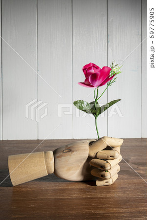 a flower held by the hand 69775905