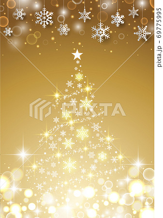 縦 キラキラ 雪の結晶のイルミネーションが美しいクリスマス背景のイラスト素材