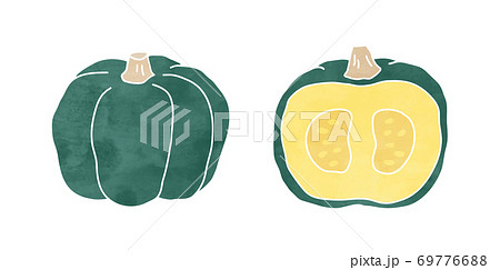 手書き水彩風のシンプルなカボチャのイラスト 断面 ハロウィン おしゃれ 野菜 食材のイラスト素材 手書き水彩風のシンプルなカボチャのイラスト 断面 ハロウィン おしゃれ 野菜 食材のイラスト素材