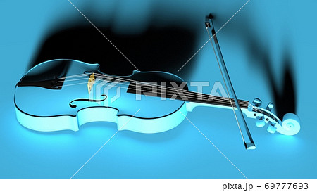 スカイブルーのバイオリンのイラスト素材