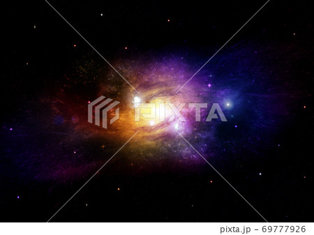 Stars, dust and gas nebula in a far galaxy Stars, dust and gas nebula in a far galaxy 69777926