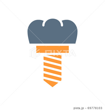 Dental implant colored icon. Tooth restoration, oral cavity care, treatment symbol Dental implant colored icon. Tooth restoration, oral cavity care, treatment symbol 69778103