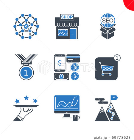 Seo and web opimization icons set 69778623