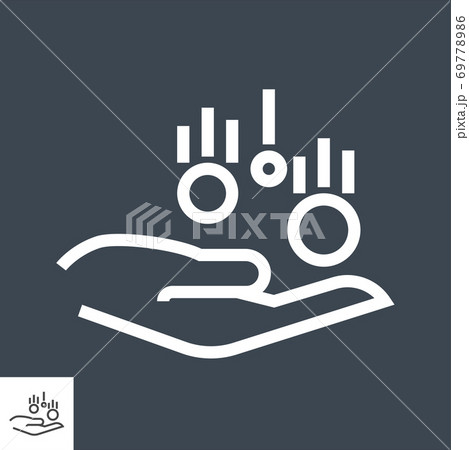 Coin in Hand Thin Line Vector Icon Coin in Hand Thin Line Vector Icon 69778986