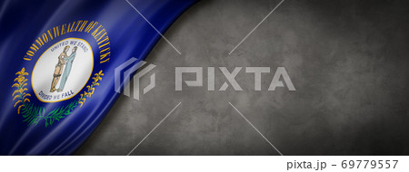 Kentucky flag on concrete wall banner, USA 69779557