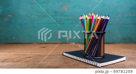 Wood color on wooden table background board 69781209