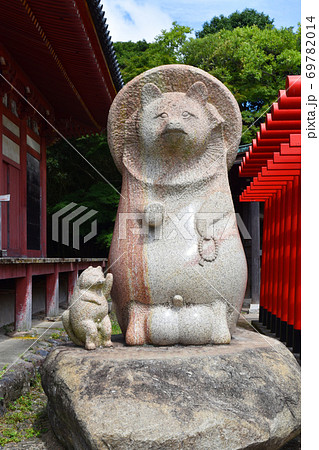 屋島太三郎狸像 蓑山大明神の写真素材