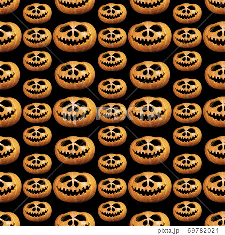 Seamless endless halloween pumpkin pattern. Festive background. For design and printing. Jack's head background. Concept for print and design 69782024