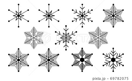 Vector big set of black Snowflakes design element on white background. Different designs. 69782075